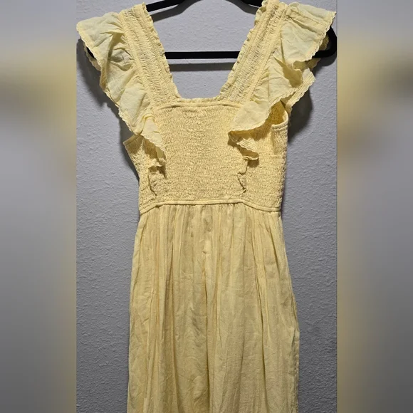 Nwt Aerie Yellow Ruffle Maxi Dress Size Small - Picture 5 of 11